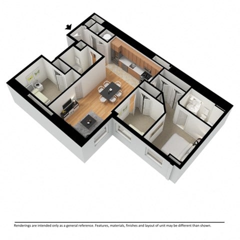 three bedroom 3d floor plan